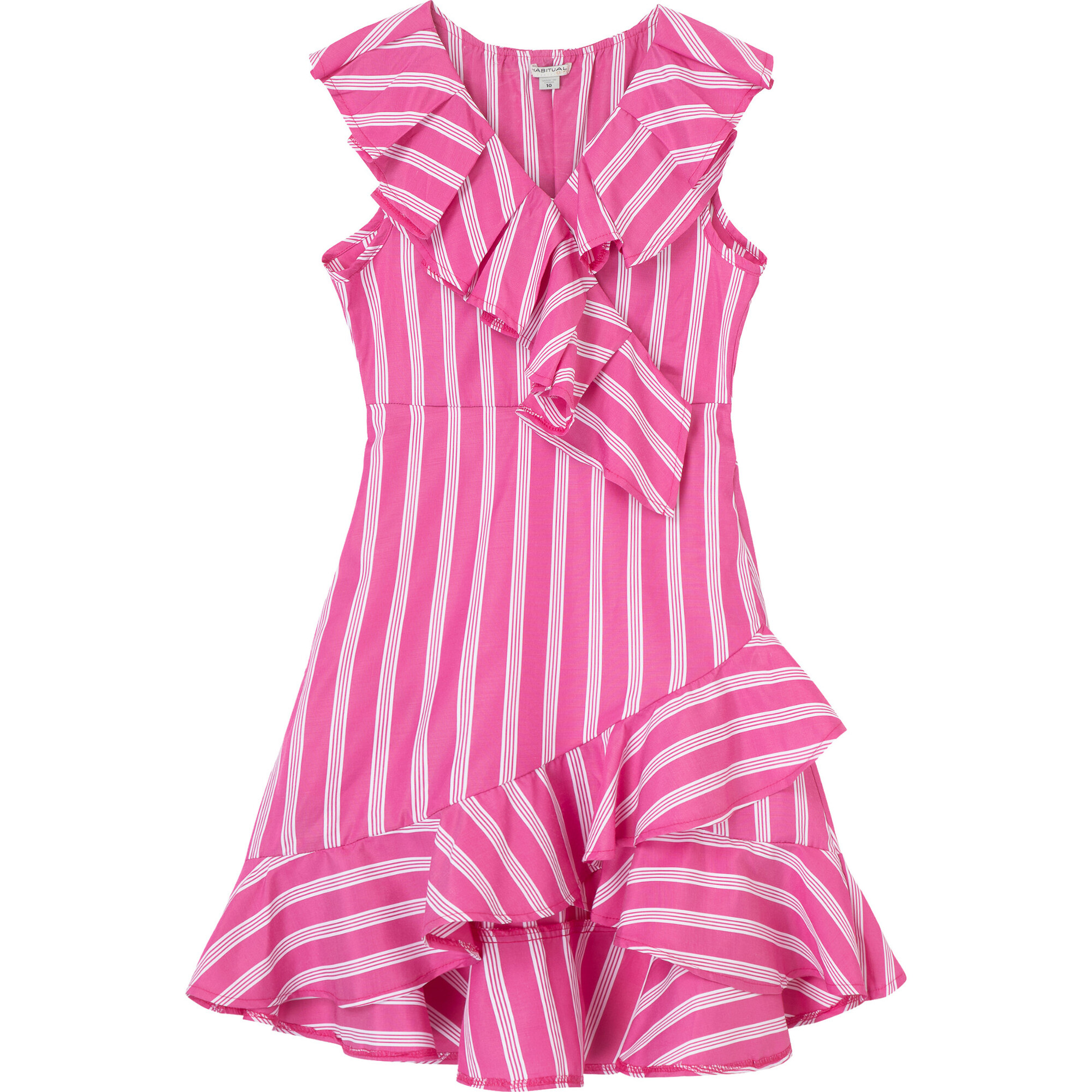 High-Low Mock Wrap Dress With Loop Closure, Pink - Dresses - 1