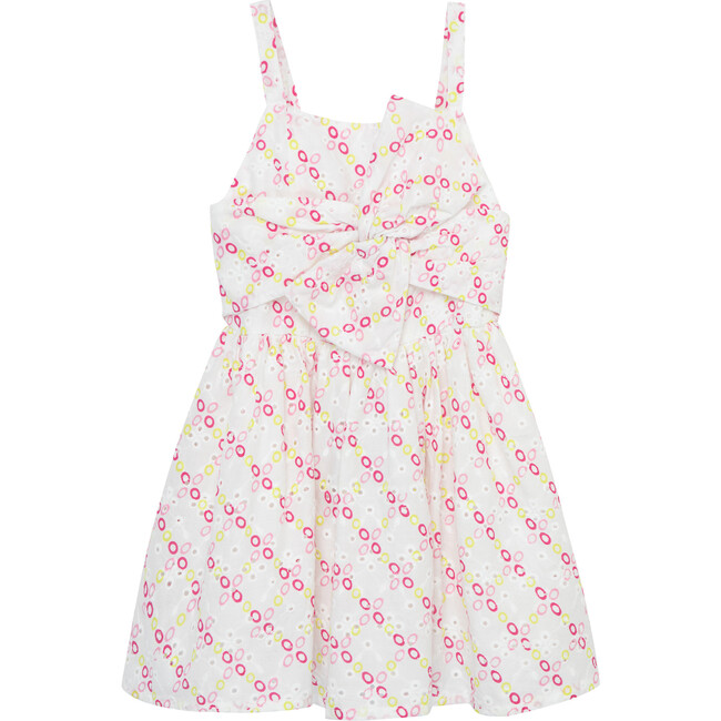 Baby Colorful Eyelet Twisted Bow-Front Dress, White