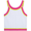 Contrast Trim Neck Tank Top, White - Tees - 1 - thumbnail