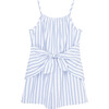Tie Front Halter Neck Romper, Blue And Stripe - Rompers - 1 - thumbnail