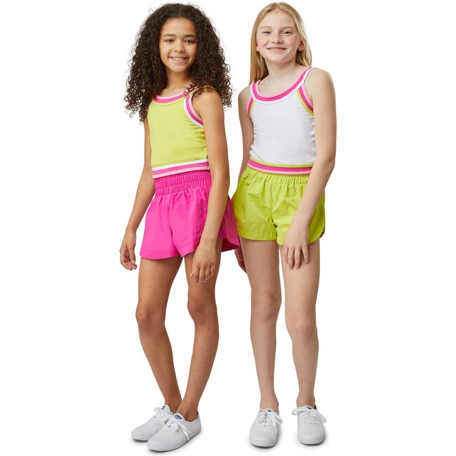 Contrast Trim Neck Tank Top, White - Tees - 2