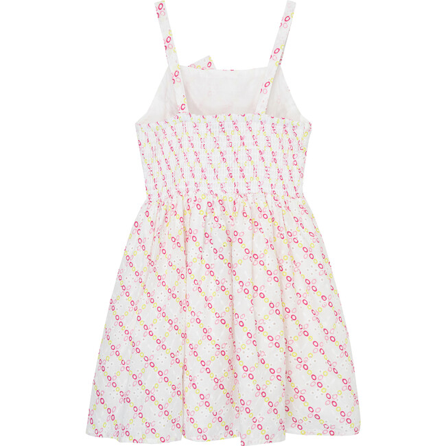 Colorful Eyelet Twisted Bow Front Dress With Straps, White - Dresses - 2