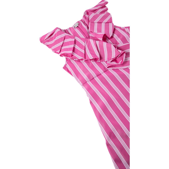 High-Low Mock Wrap Dress With Loop Closure, Pink - Dresses - 3