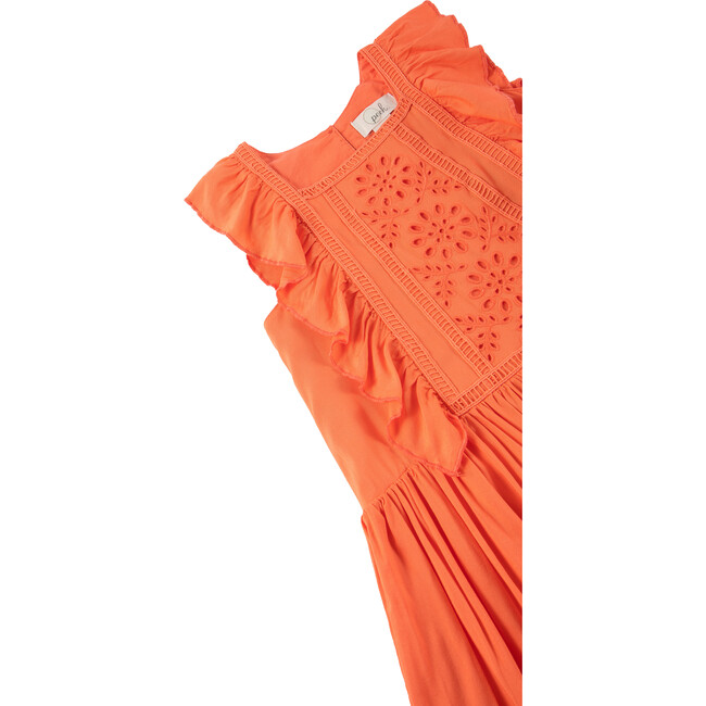 Eyelet Ruffle Dress, Coral - Dresses - 3