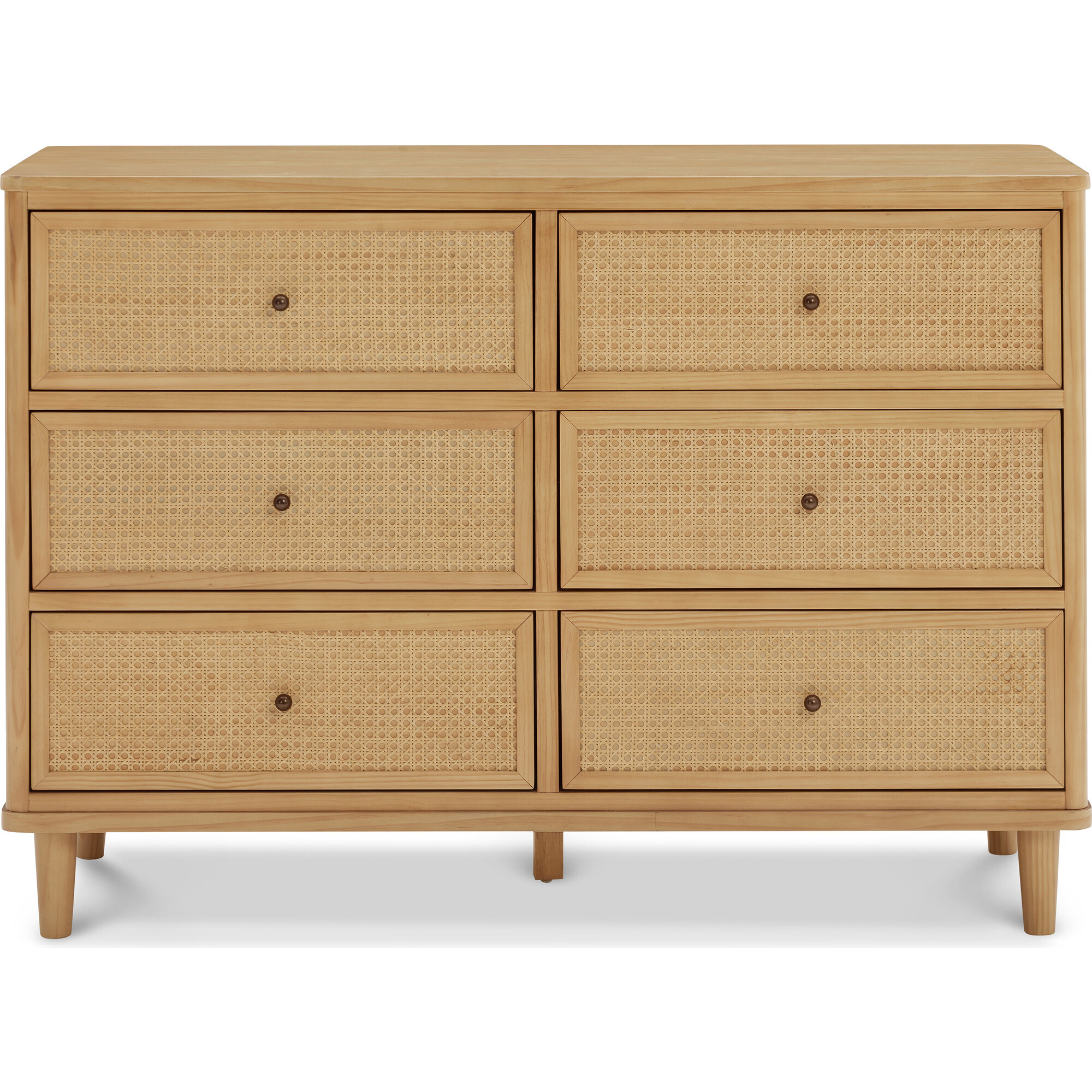 Marin with Cane 6 Drawer Dresser, Honey Cane - Dressers - 1