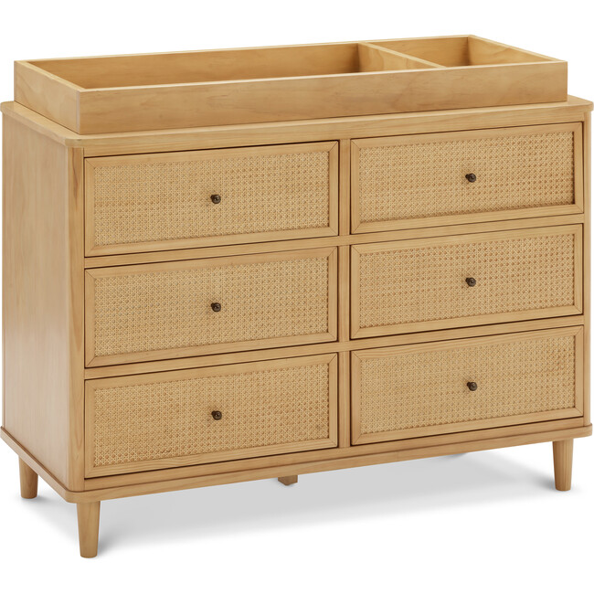 Marin with Cane 6 Drawer Dresser, Honey Cane - Dressers - 2