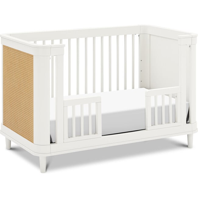 Marin with Cane 3-in-1 Convertible Crib, Warm White and Honey Cane - Cribs - 2