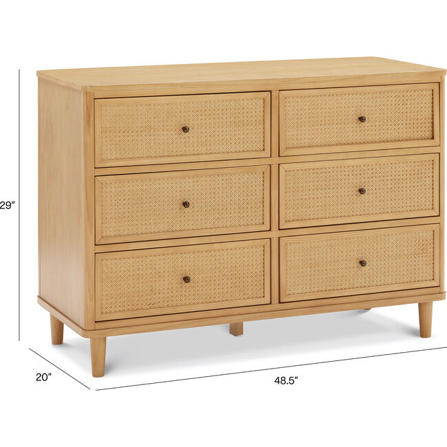 Marin with Cane 6 Drawer Dresser, Honey Cane - Dressers - 4