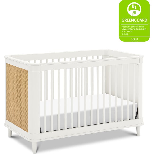 Marin with Cane 3-in-1 Convertible Crib, Warm White and Honey Cane - Cribs - 5