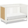 Marin with Cane 3-in-1 Convertible Crib, Warm White and Honey Cane - Cribs - 1 - thumbnail