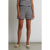 Women's Lara Crochet Stripe Short, Ivory + Navy Stripe - Shorts - 2