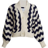 Women's Luna Cardi, Ivory + Navy Combo - Cardigans - 1 - thumbnail