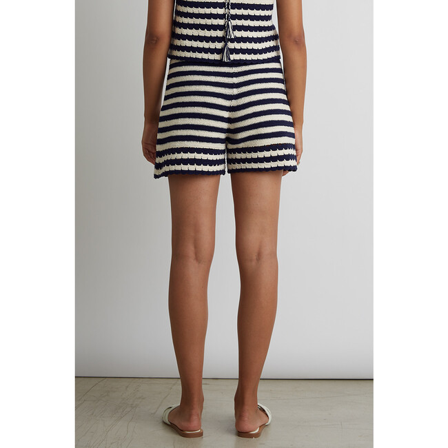 Women's Lara Crochet Stripe Short, Ivory + Navy Stripe - Shorts - 3