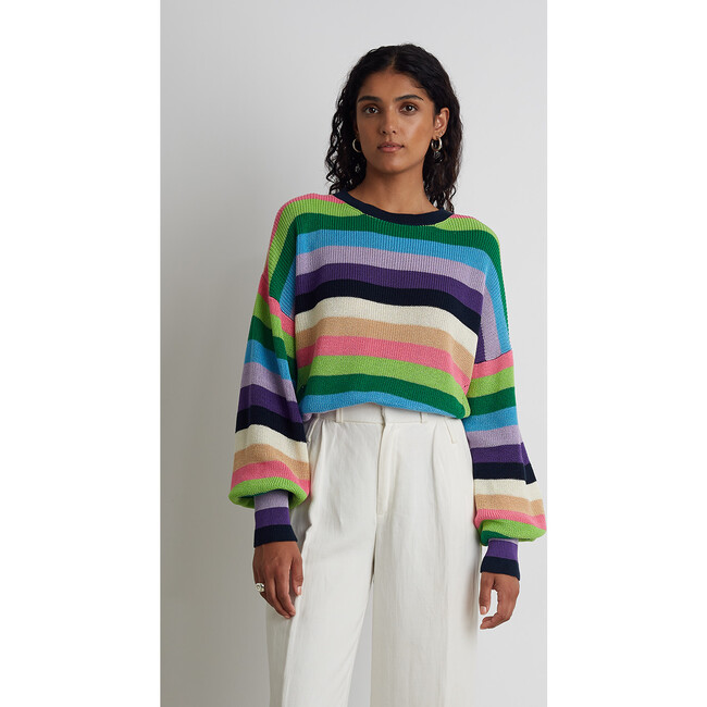 Women's Layla Multi Color Stripe Sweater, Multi Color - Sweaters - 2