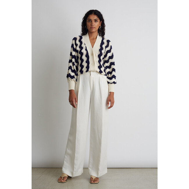 Women's Luna Cardi, Ivory + Navy Combo - Cardigans - 5