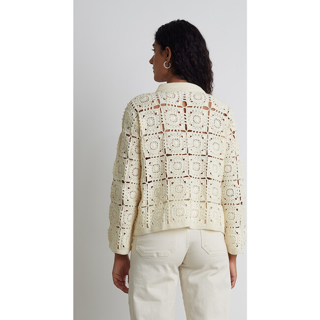 Women's Tasha Crochet Jacket, Ivory - Sweaters - 3