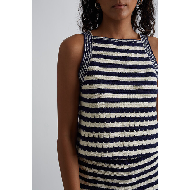 Women's Terra Stripe Tank, Ivory + Navy Stripe - Tank Tops - 5