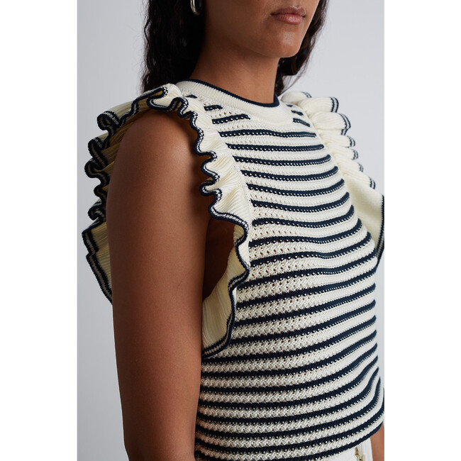 Women's Viola Stripe Tank, Ivory + Navy Stripe - Tank Tops - 4