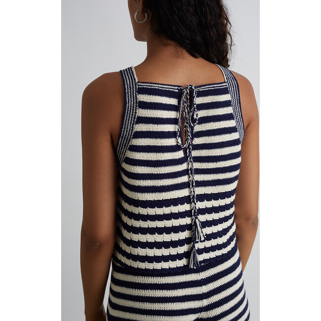 Women's Terra Stripe Tank, Ivory + Navy Stripe - Tank Tops - 6