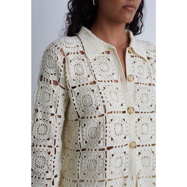 Women's Tasha Crochet Jacket, Ivory - Sweaters - 4
