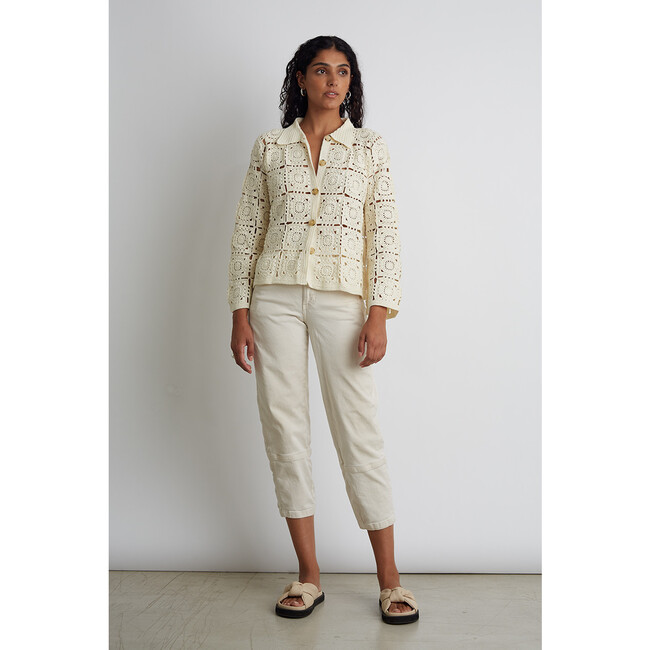 Women's Tasha Crochet Jacket, Ivory - Sweaters - 6