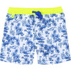 Meno Fluorescent Waist Print Swim Trunk, Toile De Jouy Balinaise Inspiration - Swim Trunks - 1 - thumbnail