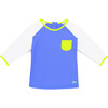 Round Neck Long Raglan Sleeve Rash Guard, Blue Hortensia - Rash Guards - 1 - thumbnail