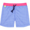 Meno Fluorescent Waist Print Swim Trunk, Blue Sintra - Swim Trunks - 1 - thumbnail