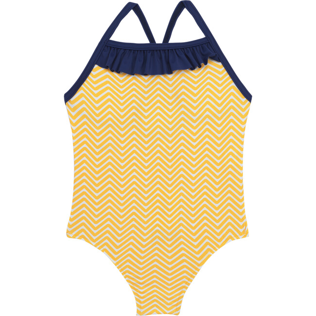 Java Straight Neck One-Piece Swimsuit, Yellow Olympe