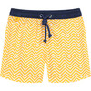 Meno Fluorescent Waist Print Swim Trunk, Yellow Olympe - Swim Trunks - 1 - thumbnail