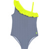 Flores Asymmetrical Printed One-Piece Swimsuit, Sunny Azulejos - One Pieces - 1 - thumbnail