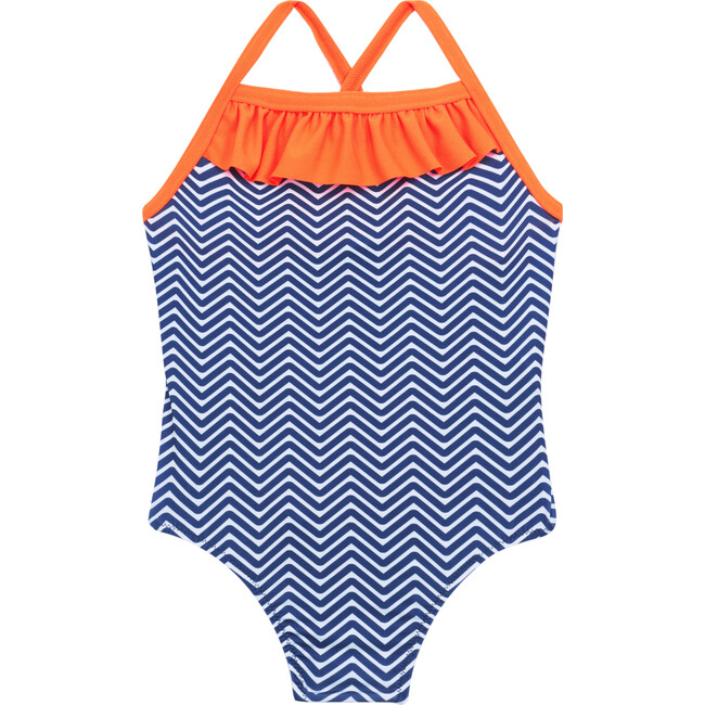 Java Straight Neck One-Piece Swimsuit, Blue Olympe