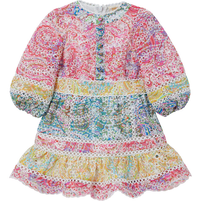 Oriane Embroidered Long Sleeve Baby Mini Dress, Multicolor
