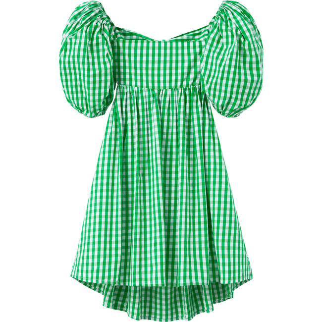 Isaline Short Puffed Sleeve Mini Dress, Green