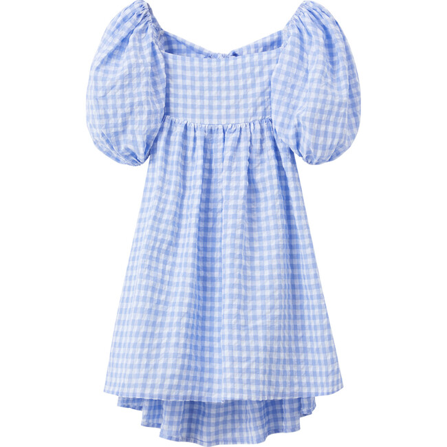 Isaline Short Puffed Sleeve Mini Dress, Blue