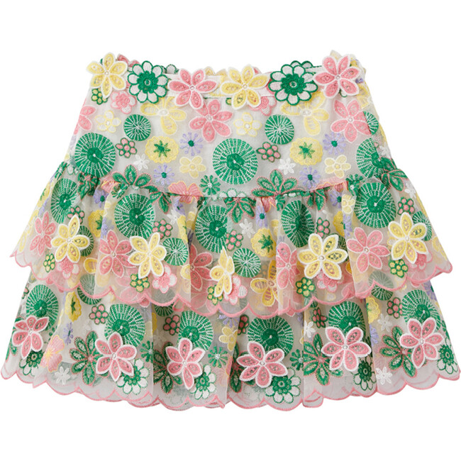 Agathe Marlo Embroidered Ruffled Mini Skirt, Floral