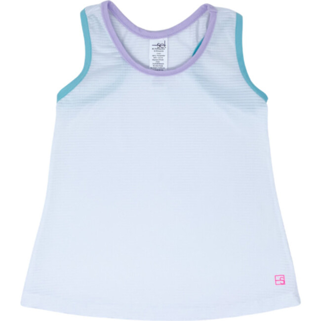 Riley Sleeveless Razor Tank, White, Lavender And Turquoise