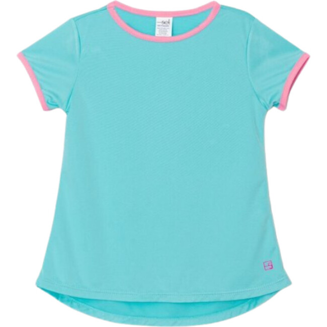 Bridget Basic Short Sleeve T-Shirt, Turquoise And Pink
