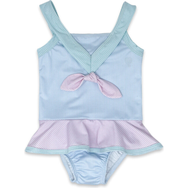Nora Colorblock Sleeveless Swimsuit, Mint, Blue And Pink