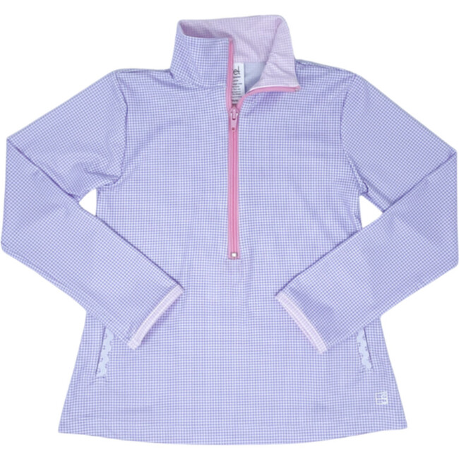 Heather Full Sleeve Half-Zip Pullover, Lavender And Pink