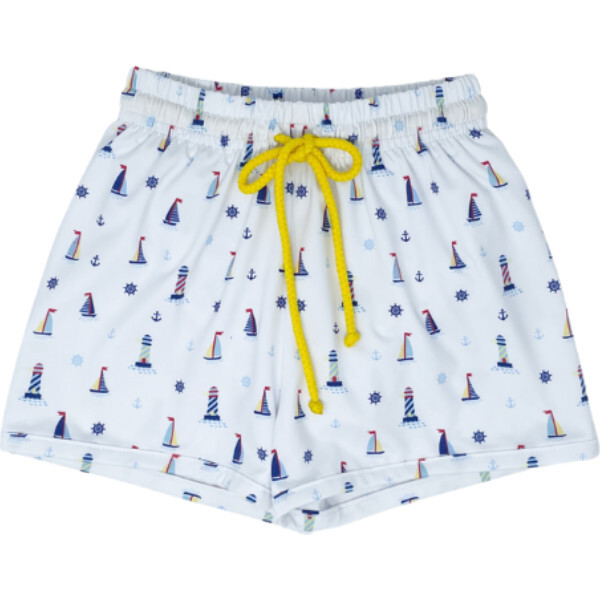 Barnes Nautical Print Bathing Shorts, Yellow