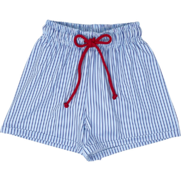 Barnes Drawstring Pinstripe Bathing Shorts, Blue