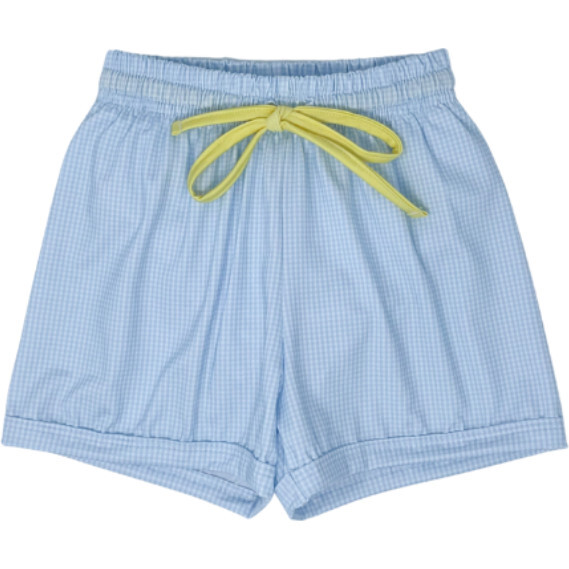 Barnes Mini Gingham Bathing Shorts, Light Blue