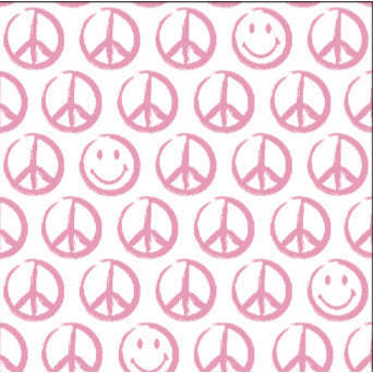 Kids Pajamas, Pink Smiley Peace Signs on White - Pajamas - 3