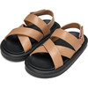 Rick Velcro Strap Leather Sandals, Beige - Sandals - 1 - thumbnail