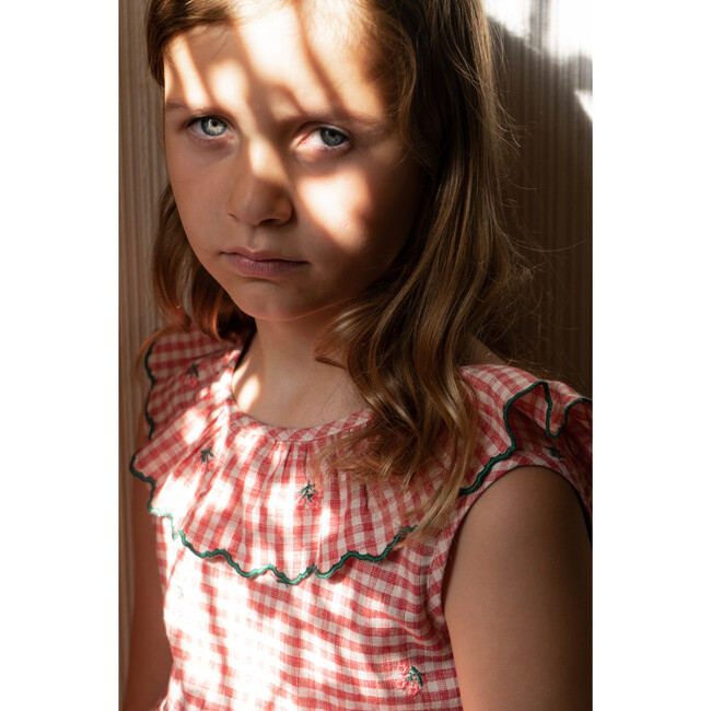 Clara Top, Cherry Gingham - Blouses - 3