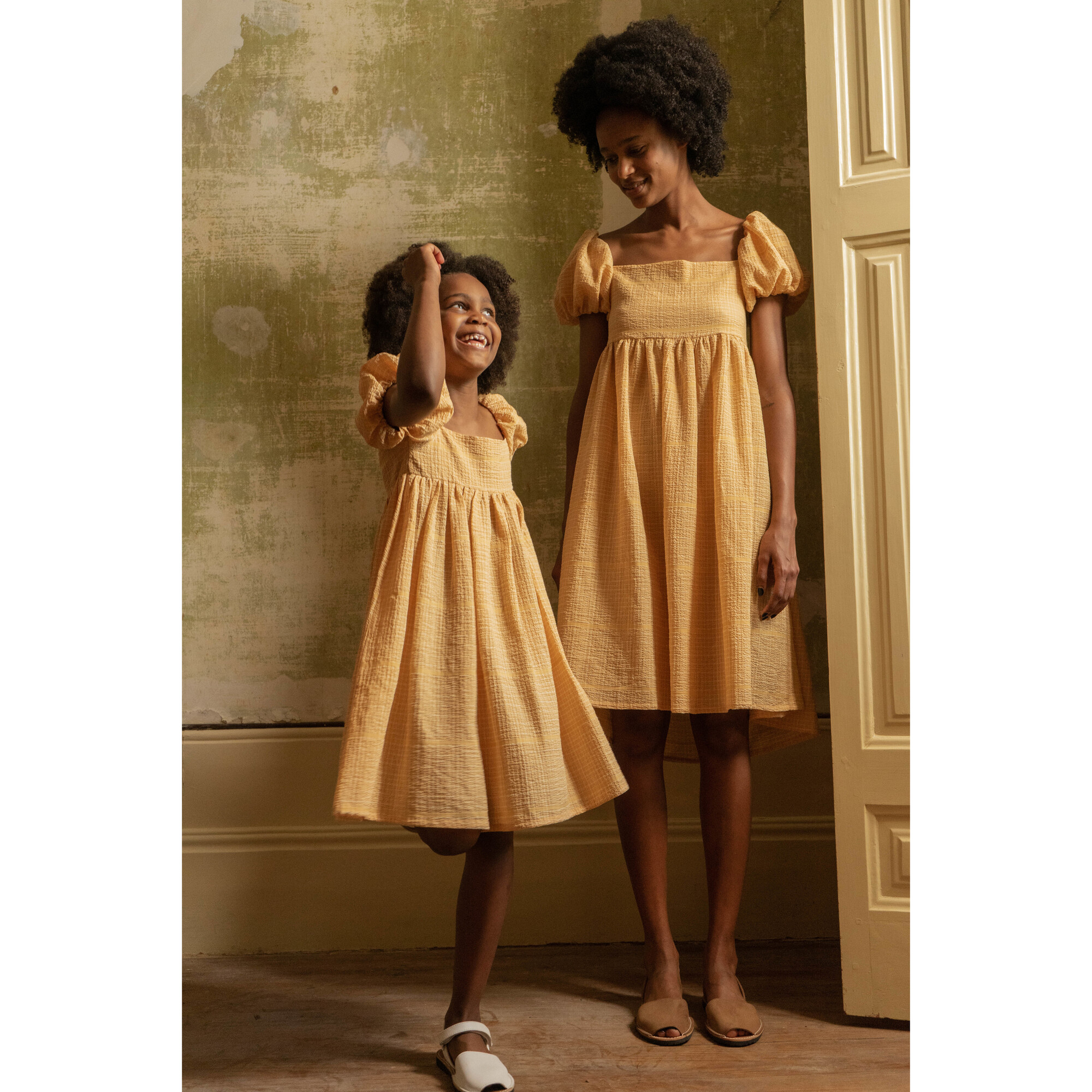 Amina Dress, Biscuit Seersucker - Bebe Organic Dresses | Maisonette