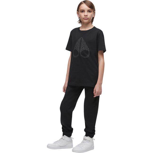 Plaxton T-shirt With Raised Logo On Sleeve, Black