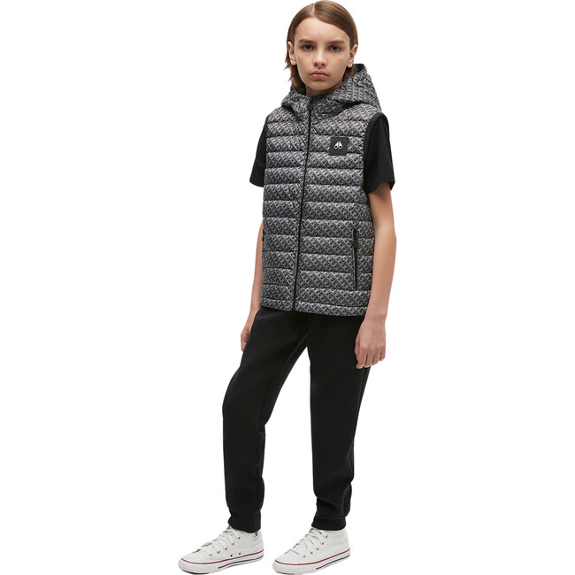 Air Down Printed Vest With Zip Pockets, Grey