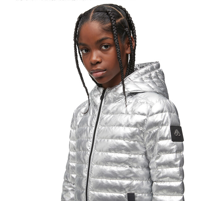 Air Down Jacket With Integrated Hood, Metallic - Jackets - 3